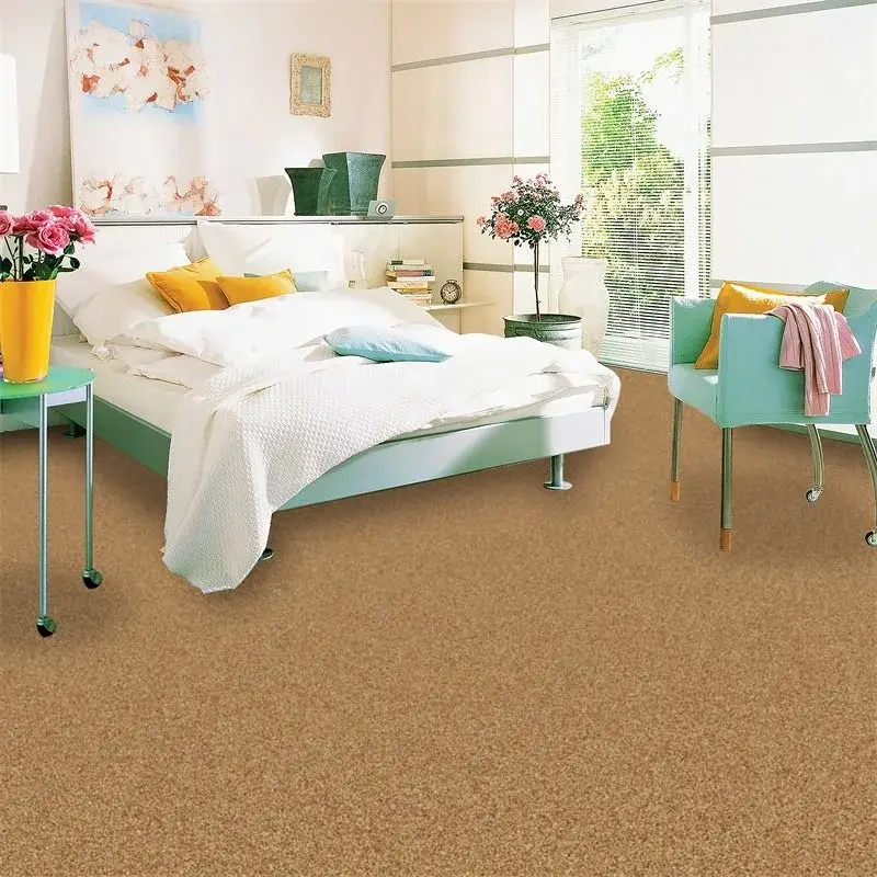 Soft Golden Red Tufted Velvet Wall to Wall Carpet